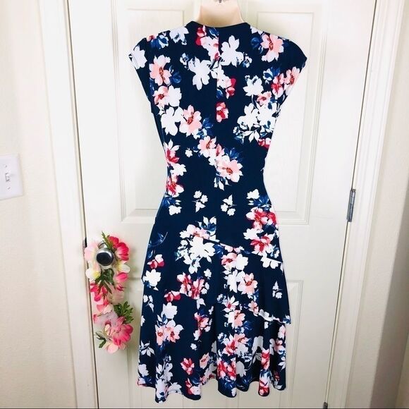 Elle ruffle faux wrap knee length floral dress xs - Picture 10 of 13